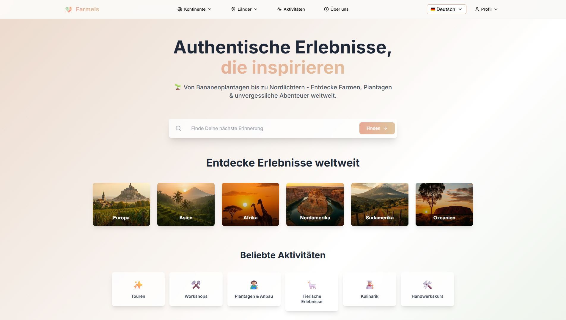 Farmels – Website-Screenshot