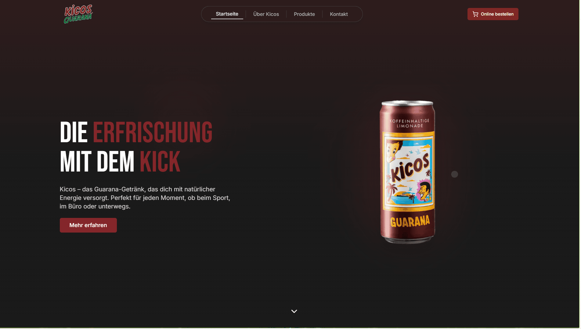 Kicos – Website-Screenshot