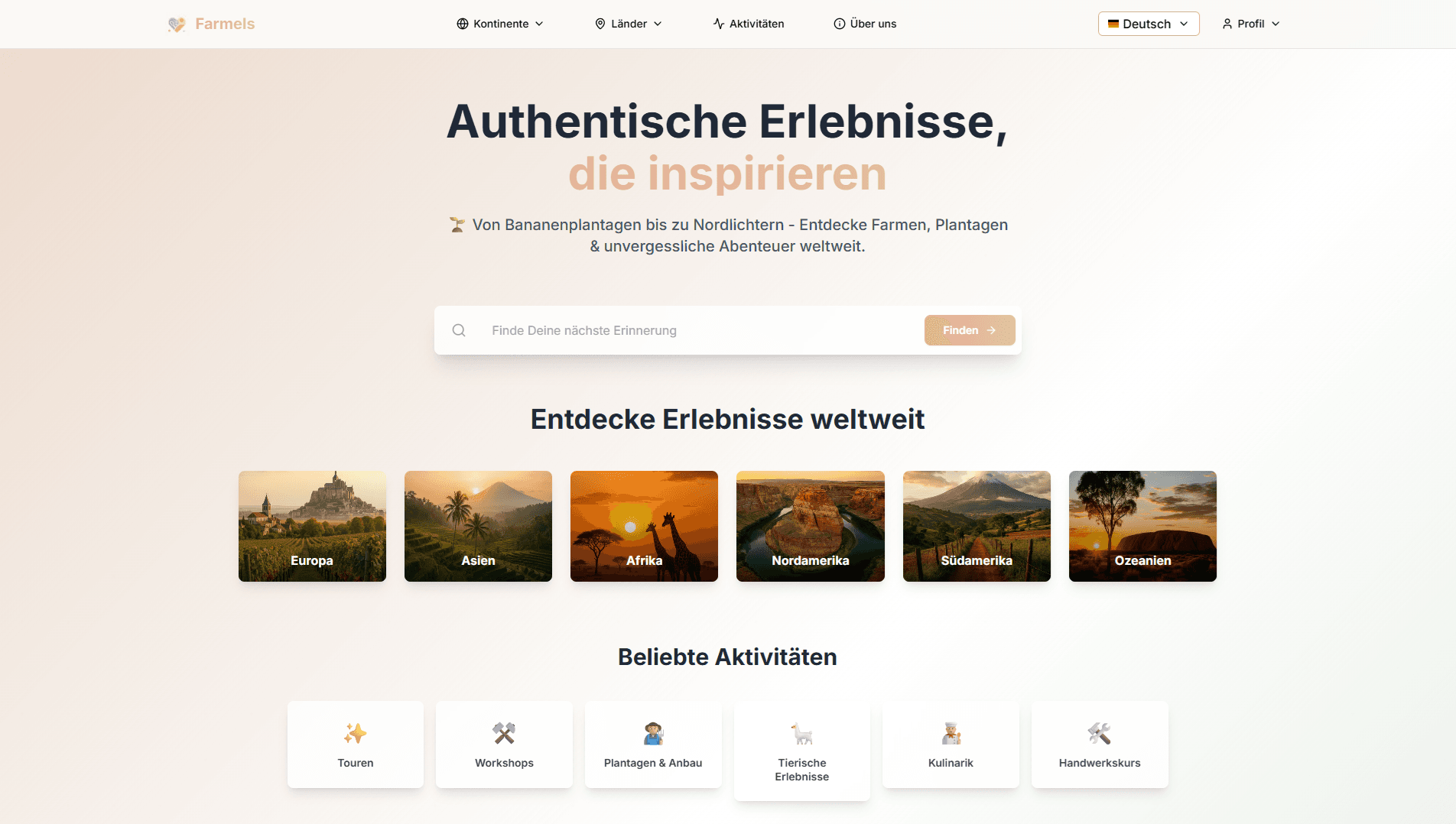 Farmels – Website-Screenshot