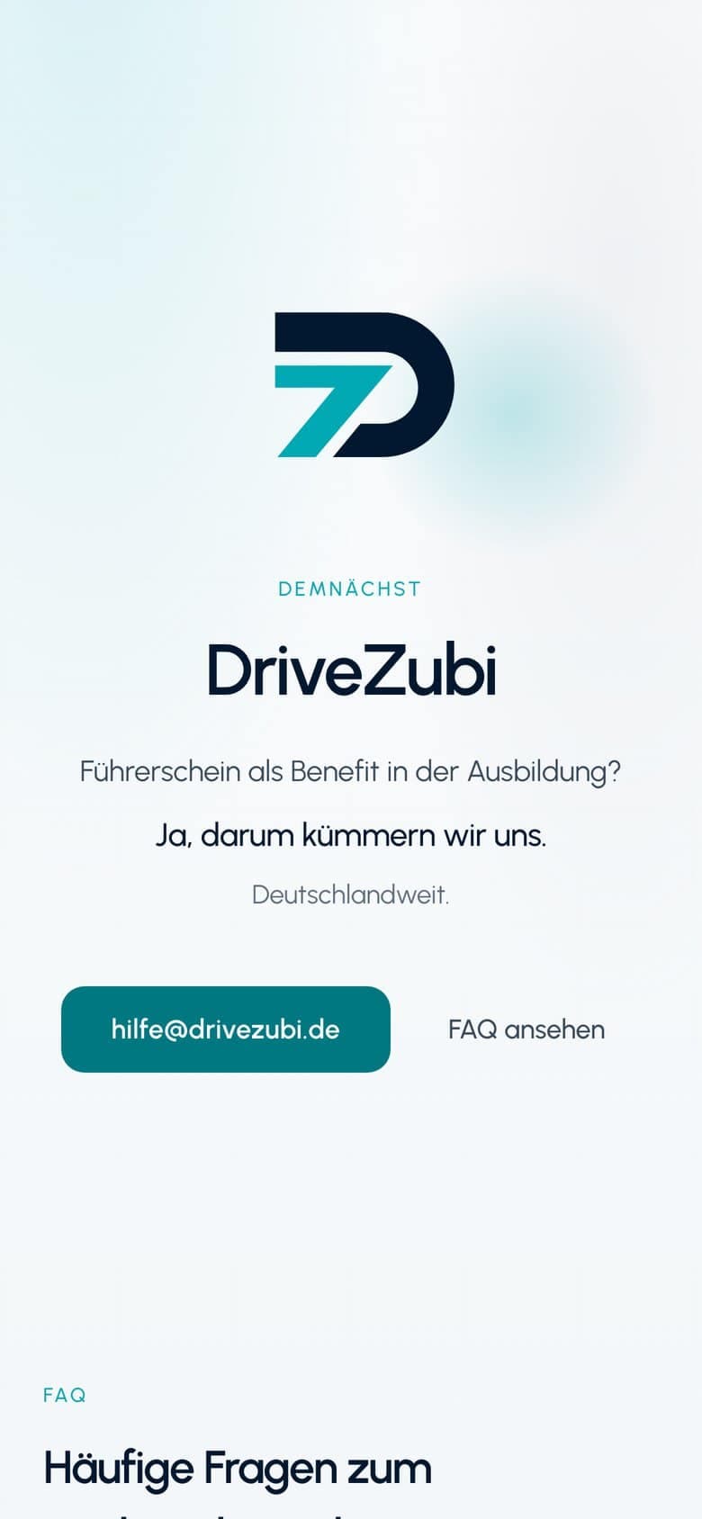 DriveZubi, mobile Ansicht