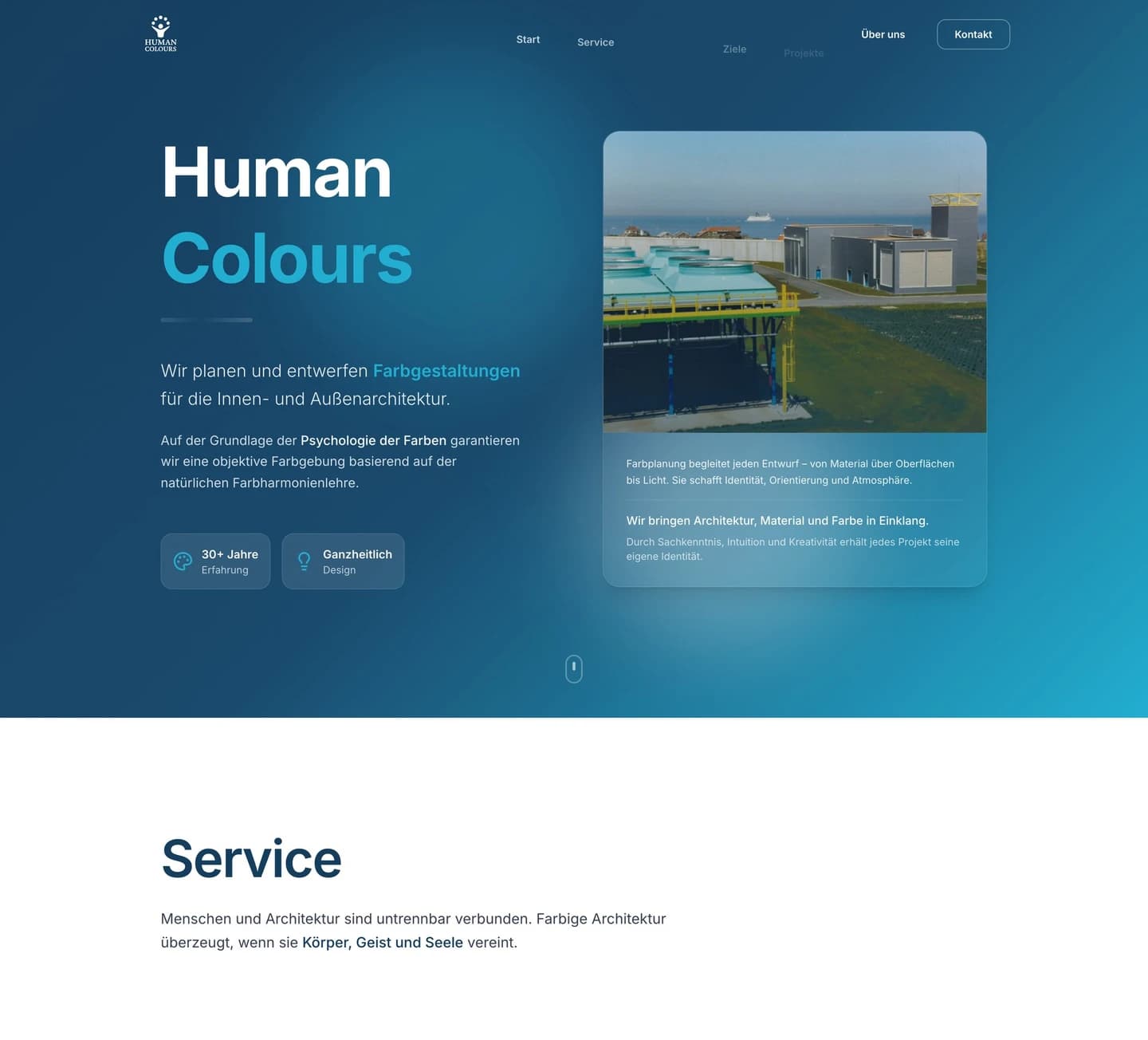 Human Colours Website, durchgescrollt