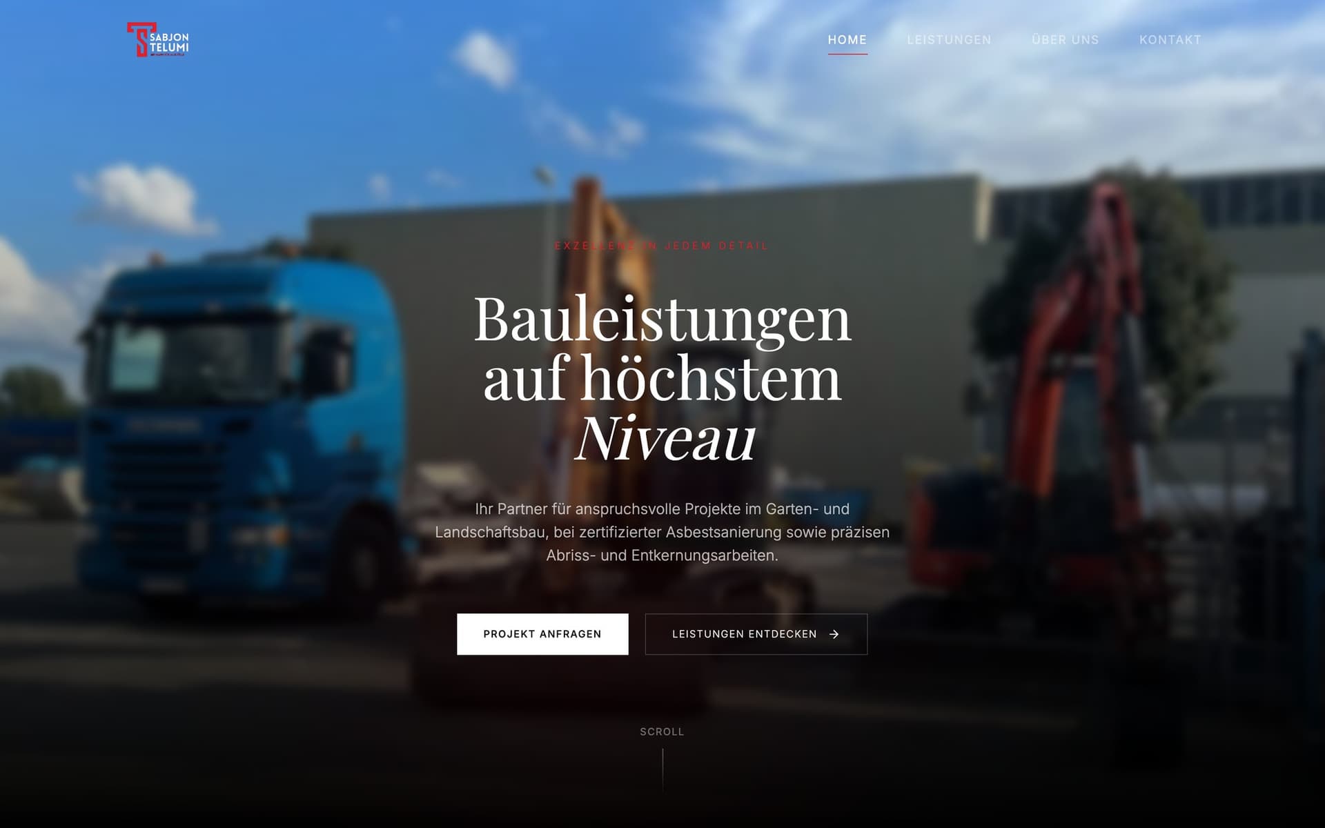 Website des Bauunternehmens Sabjon Telumi